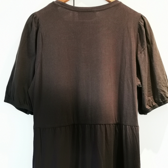 Decjuba Dress Black sz L Drop Hem Longline Gypsy style 3/4 Sleeve Boho 90s - Picture 9 of 12